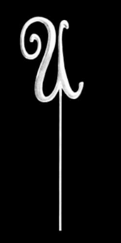 Silver Metal Topper - Letter U - Click Image to Close